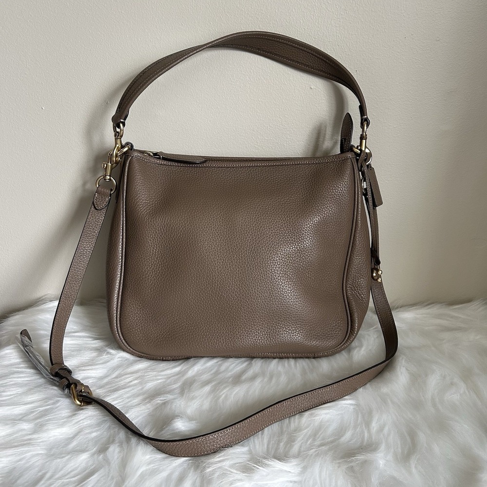 Coach Cary Dark Stone Pebbled Leather Shoulder Bag CC435 Excellent - Picture 2 of 12